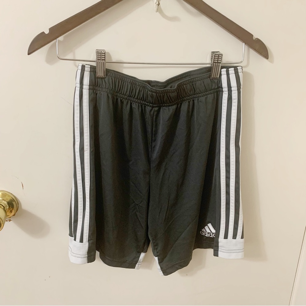 ADIDAS Grey with White Stripes Boys Athletic Shorts large